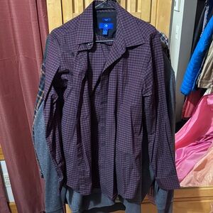 Egara Maroon and Black Check Lightweight Shirt Jacket